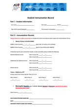 Student Immunization Form